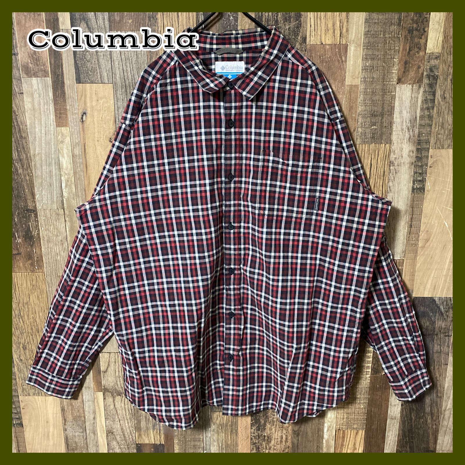 チェック コロンビア レッド 2XL アメカジ シャツ メンズ 古着 長袖