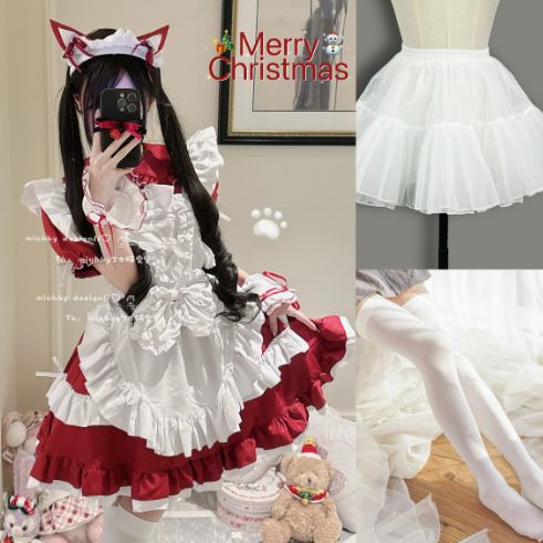 かわいいクリスマス新年猫のコスプレメイド服Lolitaのワンピース