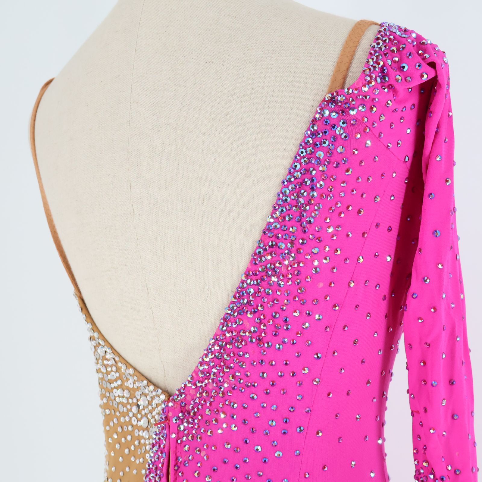 社交ダンス衣装】ピンク ラテン ドレス ワンピース フリル