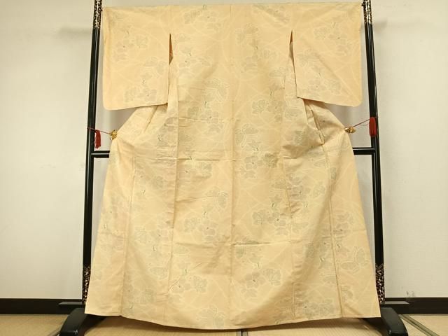 平和屋着物 上質な紬 単衣 花蝶文 正絹 AABA7770fy