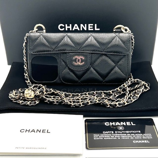 シャネル CHANEL キャビアスキン マトラッセ iphoneケース ココ
