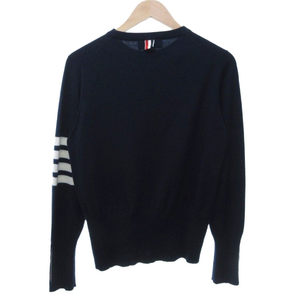 トムブラウン THOM BROWNE クラシック カシミヤ 4-BAR プルオーバー ニット 長袖 ボーダー 紺 ネイビー 2 約M MKA001A-00011-415