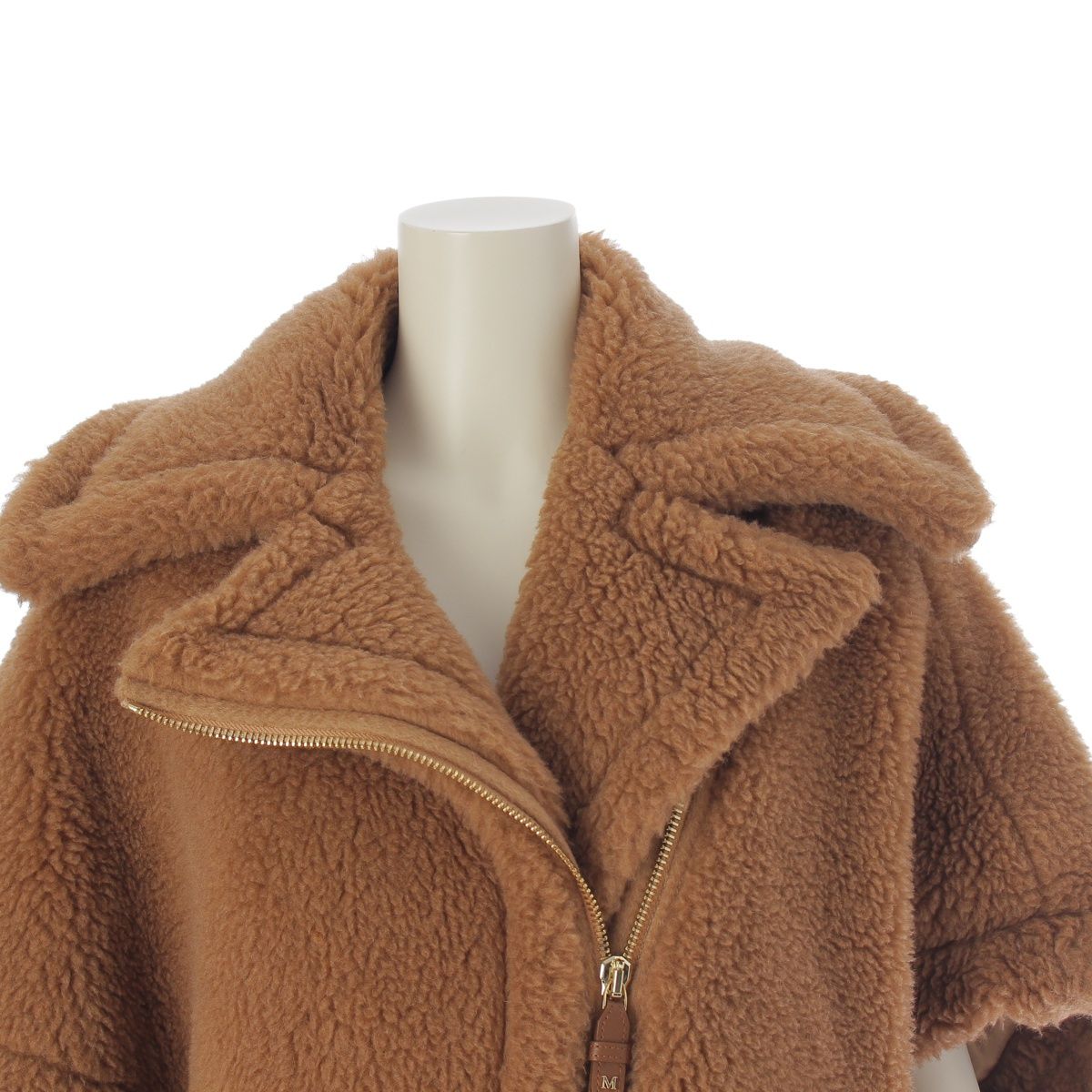 マックスマーラ テディベア キャメル シルク ボア ライダース ショート