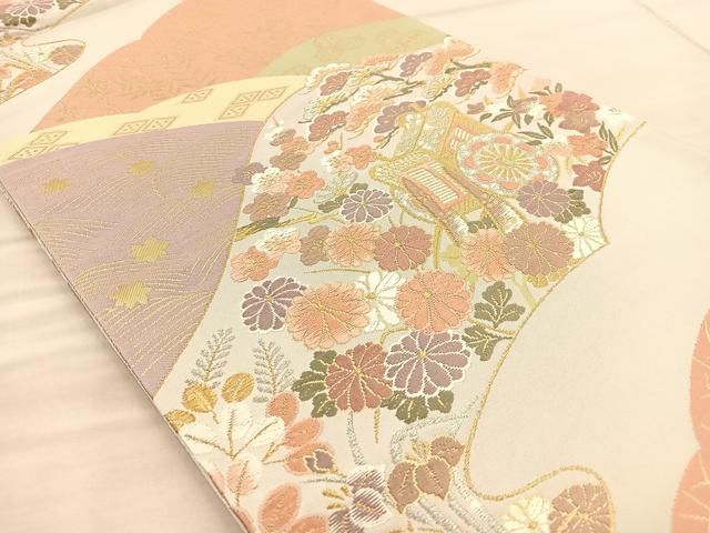 半額 50％OFFの通販 御所車草花文 唐織 平和屋着物◎六通柄袋帯 金銀糸 逸品 正絹 着物・浴衣