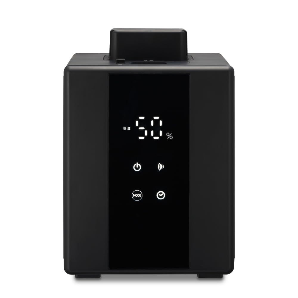 ドウシシャ 加湿器 スチーム式 湿度センサー付 お手入れカンタン 加湿量 500ml タンク容量 2.4L 4.8時間連続加湿 適用畳数 14畳 プレハブ 8畳 木造 ブラック KSZ-501BK