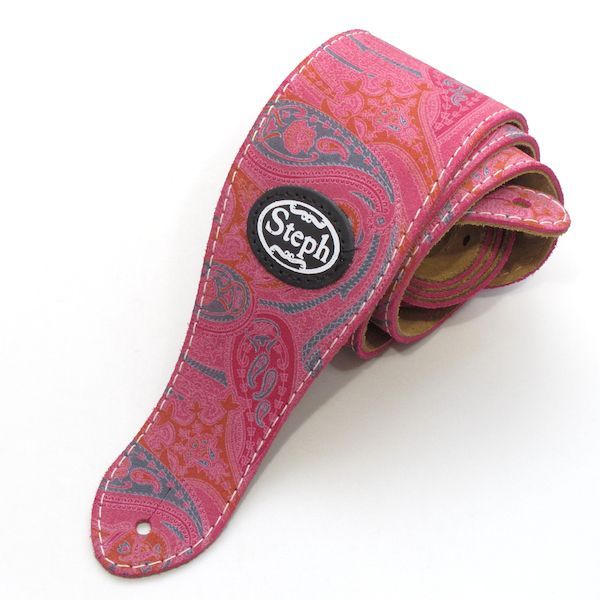 Steph PAY-2205 スエード|ペイズリーフクシア Made in CANADA.トップ スエード|バック スエード ギターストラップ レザーストラップ