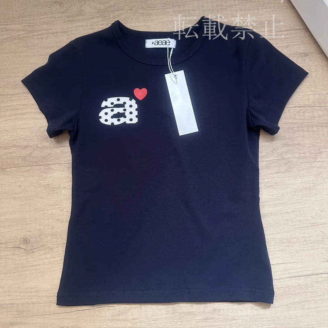 新品 aeae ハートロゴ Tシャツ ネイビー エーイーエーイー 韓国