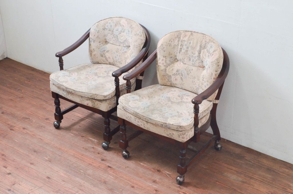 ②カリモク karimoku アームチェア ヴィンテージチェア 2脚セット GZ