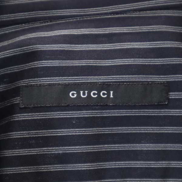 グッチ ストライプ 長袖 シャツ 43/17 ネイビー系 GUCCI メンズ 【中古