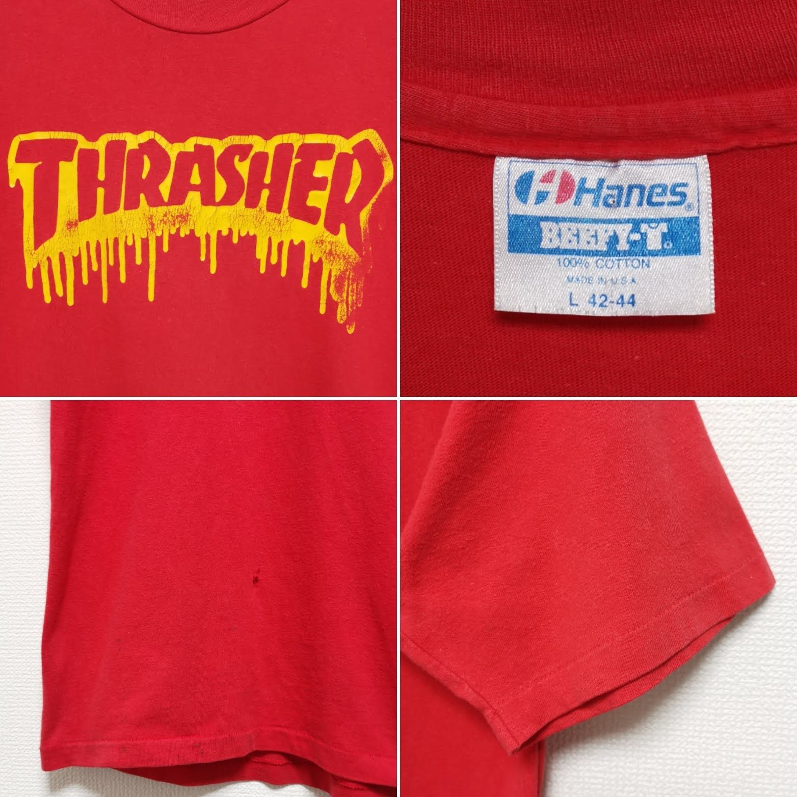 L 80s スラッシャー THRASHER Tシャツ HANES 赤 USA製 - メルカリ 