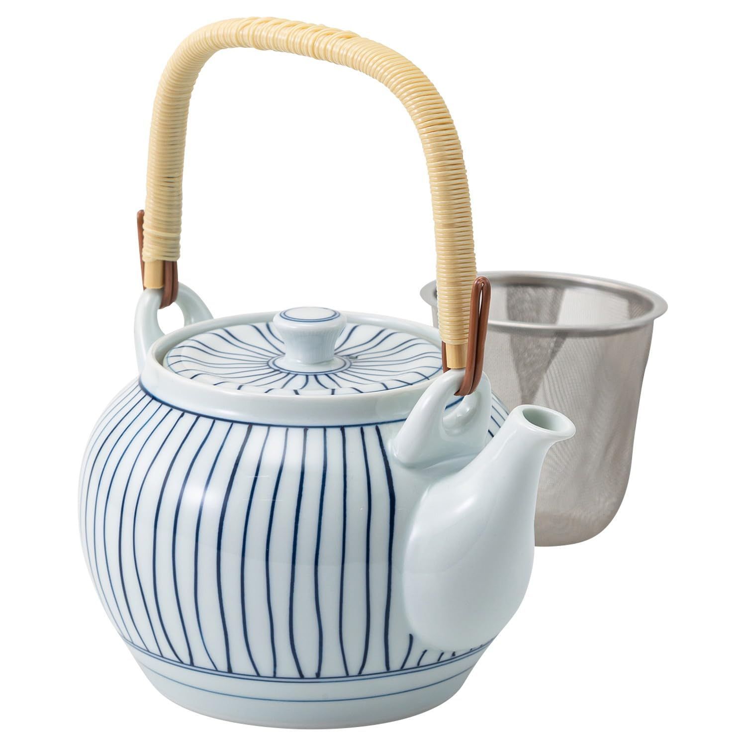 Size 縞十草_Style 土瓶 940ml 有田焼 土瓶 ポット 容量約940ml 縞十草 ブルー 電子レンジ可 食洗器対応 37651