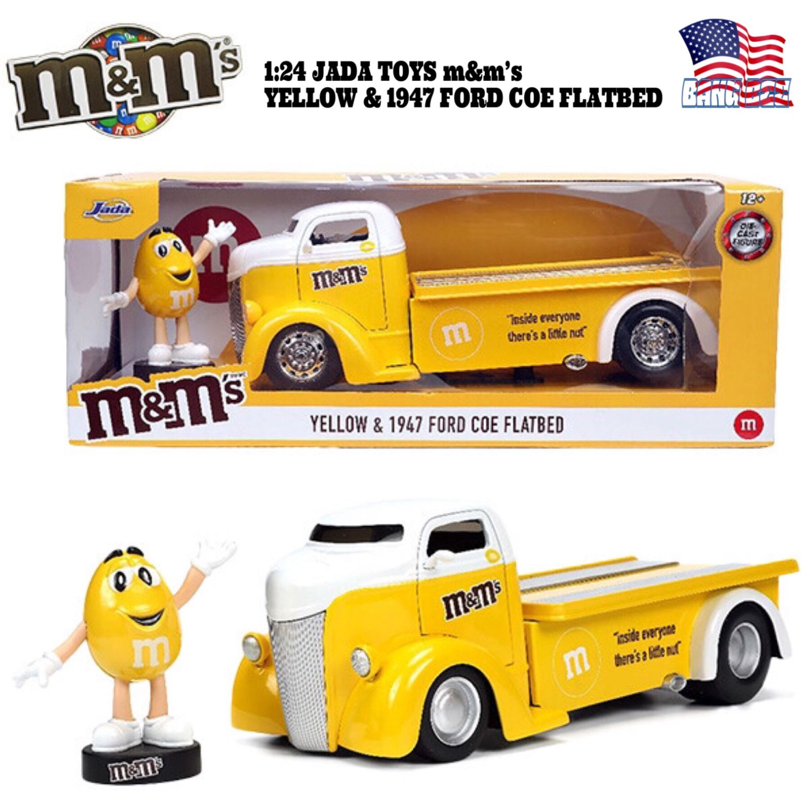 Jada 1/24 M&M‘s イエロー&COE FLATBED　　8/14 新品 🇺🇸 JADA TOYS 1:24 M&M'S YELLOW & 1947 FORD COE
