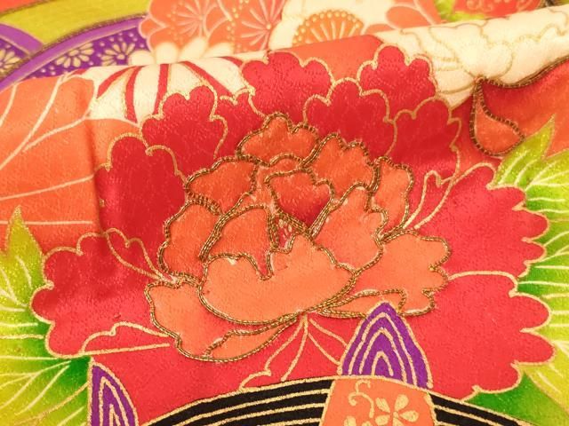 平和屋着物[]七五三 女の子 3歳 祝着 三つ身 付け帯セット 駒