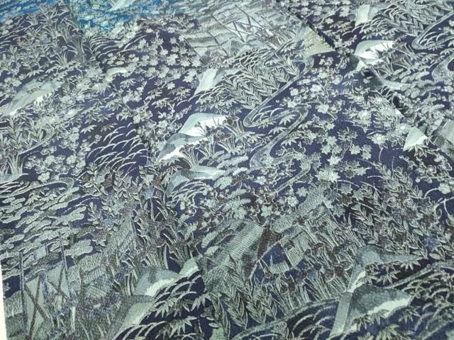 平和屋着物○創業460年・千總 訪問着 風景草花文 暈し染め 金彩 鬼しぼ