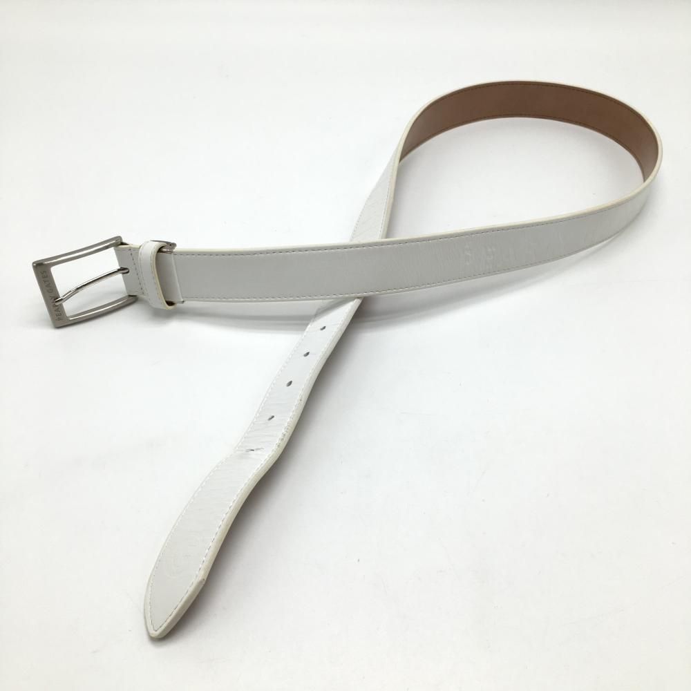 美品　日本製　PEARLY GATES　ベルト　型押しロゴ　ホワイト　ゴルフ パーリーゲイツ ベルト 白 ロゴ型押し バックルシルバー メンズ