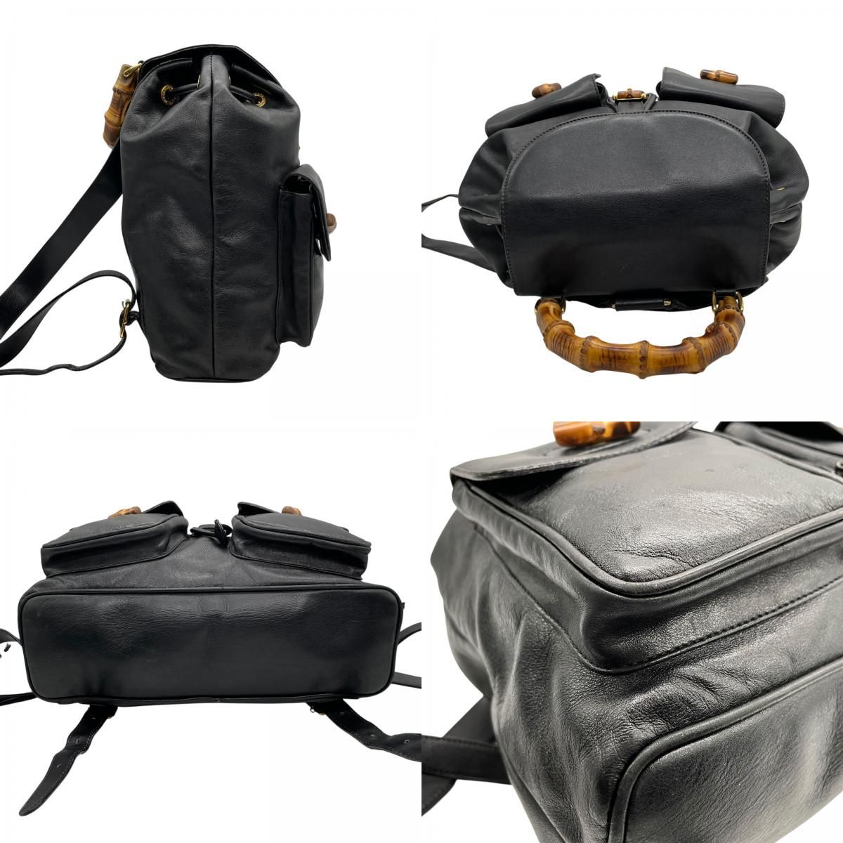 GUCCI オールドグッチ リュック バンブーハンドル オールレザー 黒 Vintage Gallery Rococo OLD GUCCI 世界No.1のコレクション！