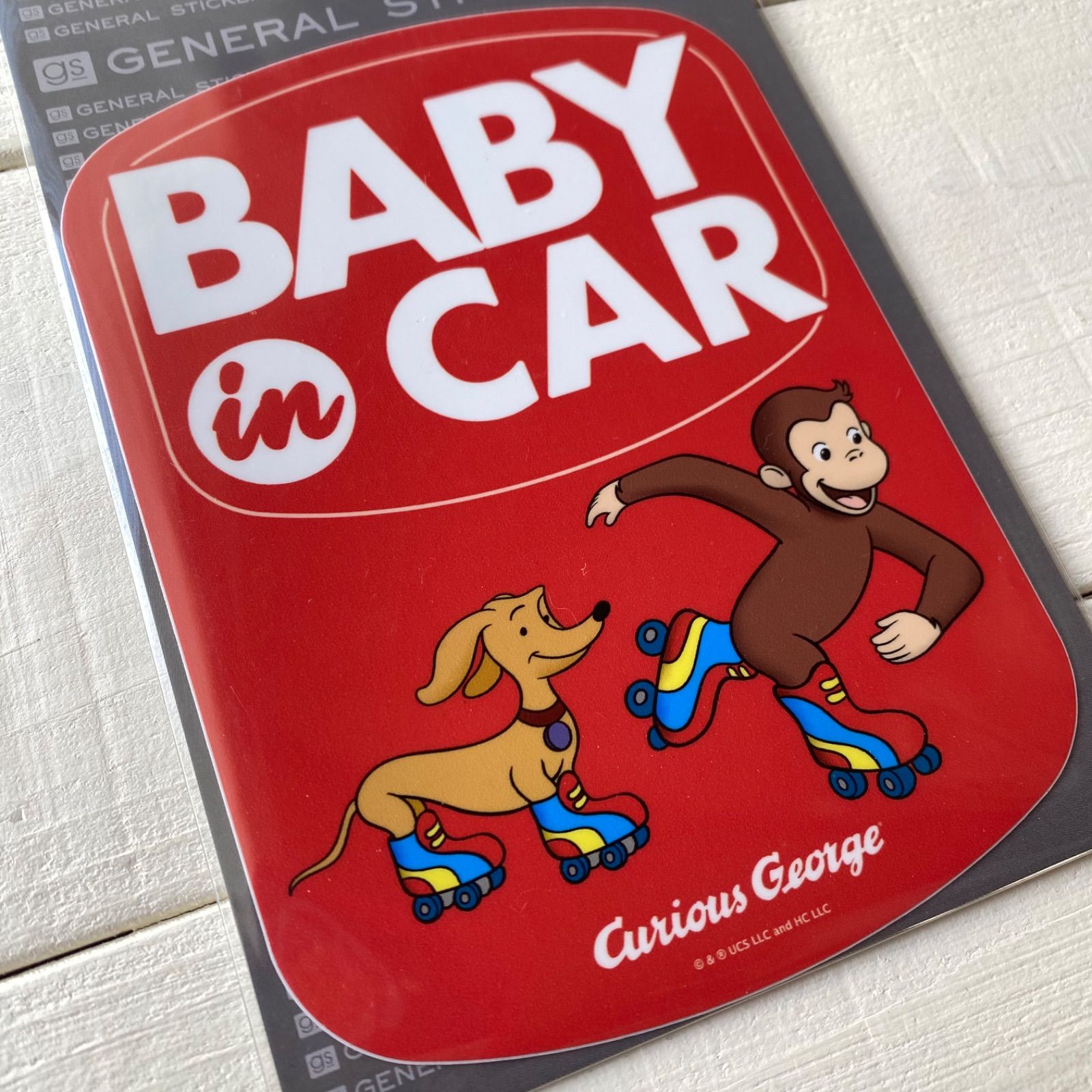 CG-036 おさるのジョージ ステッカー BABY in CAR