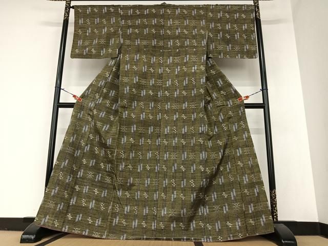 平和屋着物○訪問着 紬地 横段琉球絣 正絹 逸品 CAAX4480ut