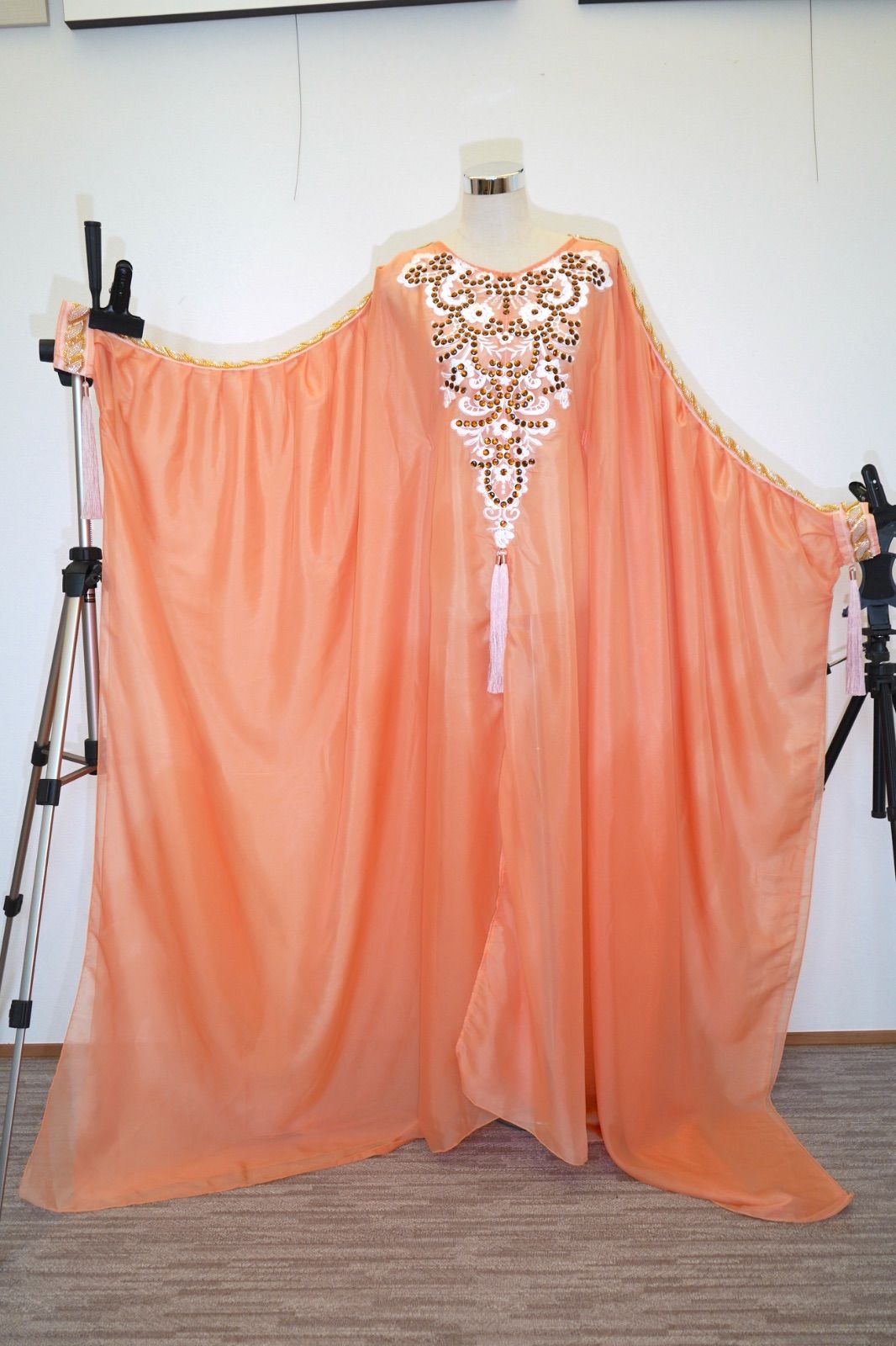 ベリーダンス バラディ/サイディ/シャービードレス 蛍光サーモン