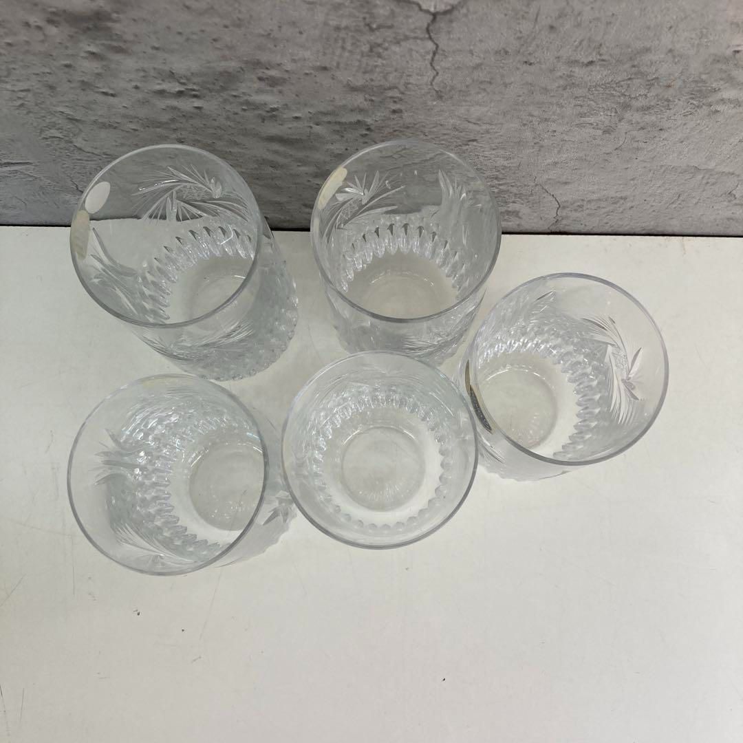 ボヘミアンガラスのカットガラス装飾グラス5個セット ボヘミア
