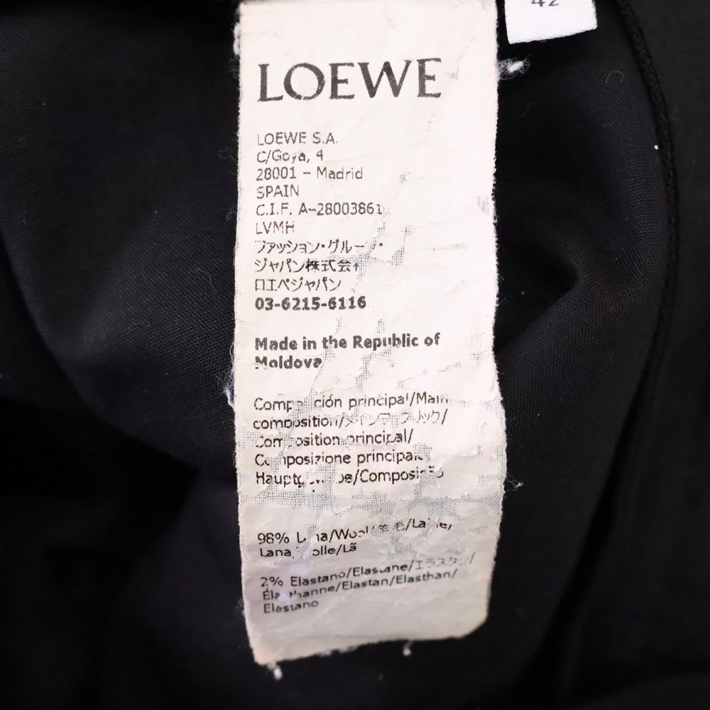LOEWE (ロエベ) ウール タックワイドスラックスパンツ ブラック