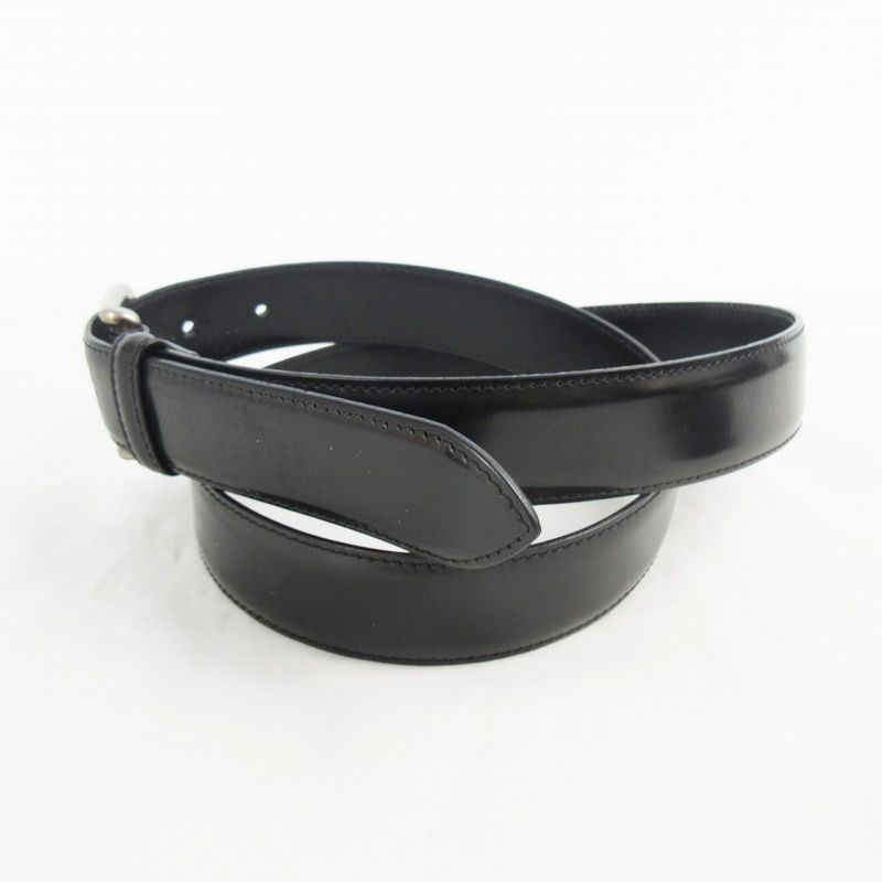 【美品】Giorgio Armani ブラックレザーベルト ジョルジオアルマーニ GIORGIO ARMANI ベルト 91/36 SIZE 50 黒