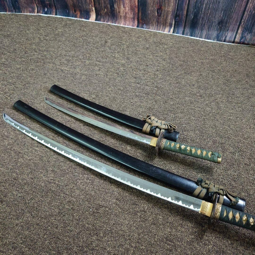 日本刀 鞘付き模造刀 大小2本セット 観賞用 柄グリーン 日本刀 鞘付き模造刀 大小2本セット 観賞用 柄グリーン - メルカリ