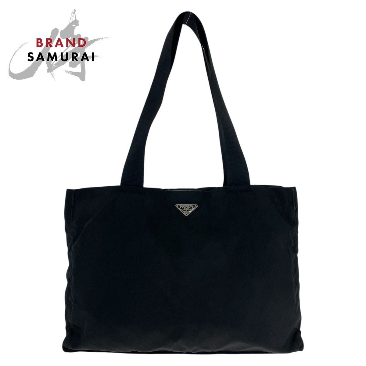 美品 PRADA プラダ テスート 三角ロゴプレート ブラック 黒