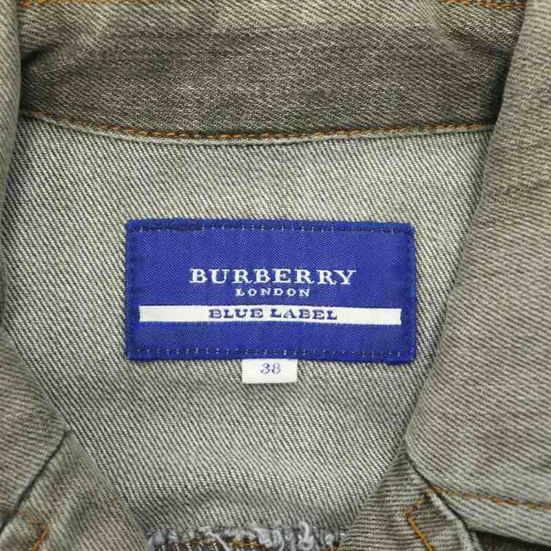 バーバリーブルーレーベル　デニムジャケット　デニムブルゾン　ウォッシュ加工　M バーバリーブルーレーベル BURBERRY BLUE LABEL デニム