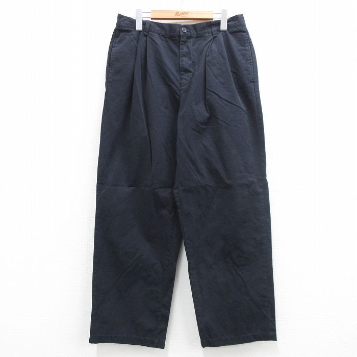 W33/古着 チャップス ブランド チノ パンツ チノパン メンズ 90s コットン 紺 ネイビー 24jul03 中古 ボトムス ロング
