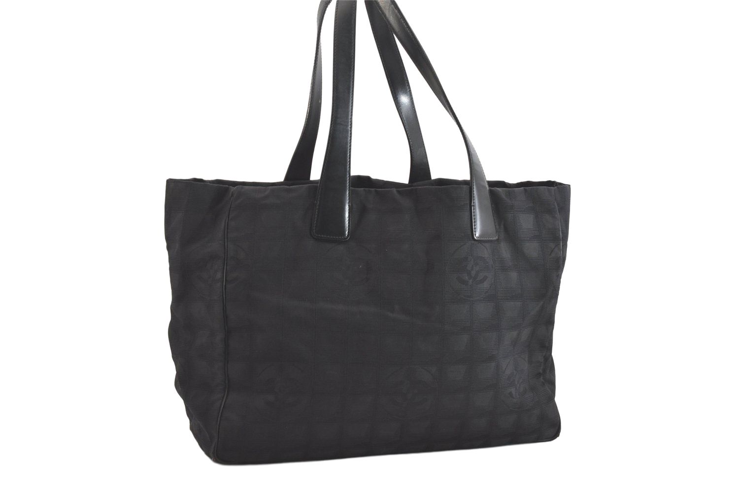 CHANEL シャネル ニュウ トラベル ライン ショルダートートバッグ ナイロン ブラック ジャンク 2477N