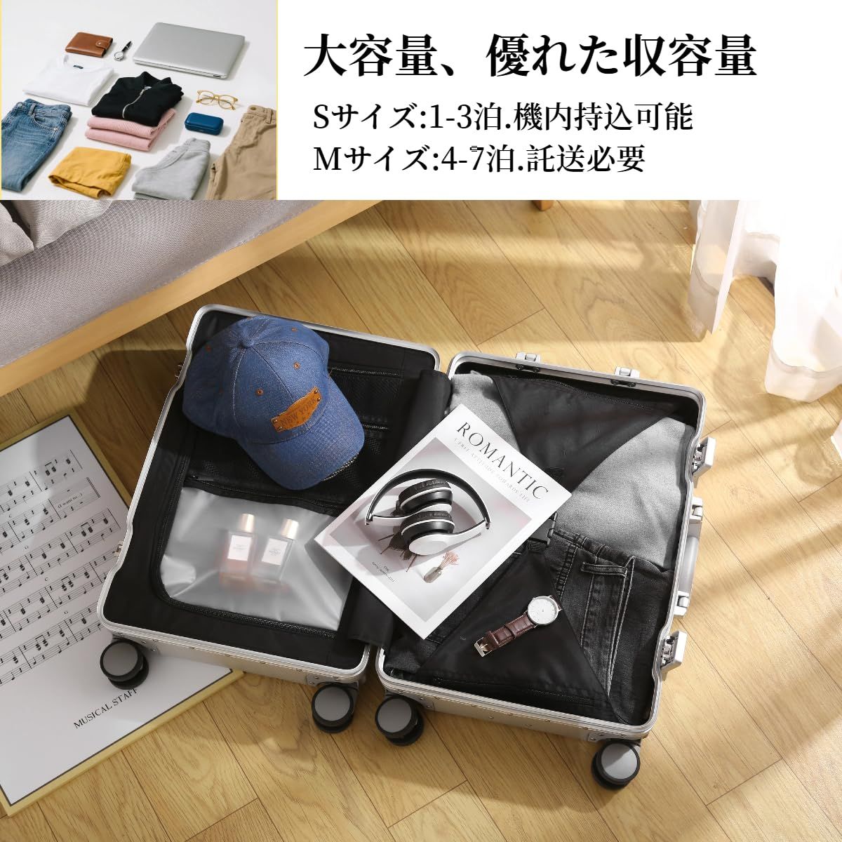 全品送料無料！!  数量 TAIVINN スーツケース アルミ合金ボディ キャリーケース オールアルミ合金 TSAロック 機内持ち込み 大型 キャリーバッグ 静音キャスター 大容量 耐衝撃 軽量 海外旅行 出張 おしゃれ ブラックS|20 inch|35x21x56cm 5☆大好評！