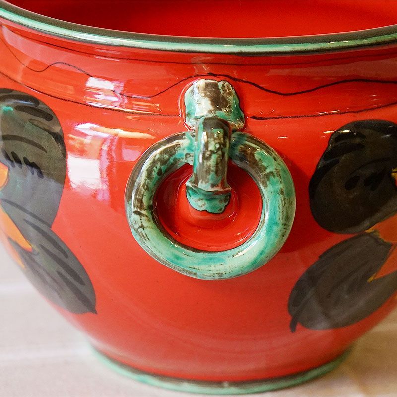 プランターカバー 鉢カバー イタリア製 レッド アウトレット 赤（M