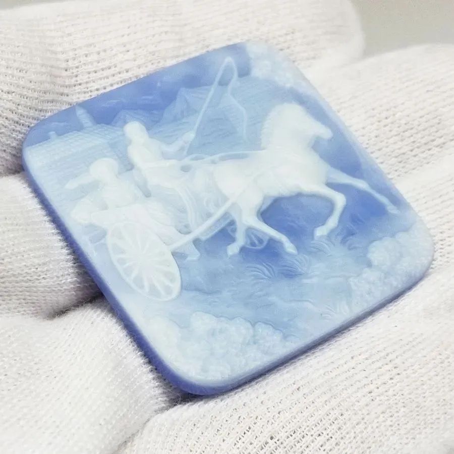 併売商品※◇中古美品◇ストーンカメオ ルース 馬車 約40.1×40.2mm 約
