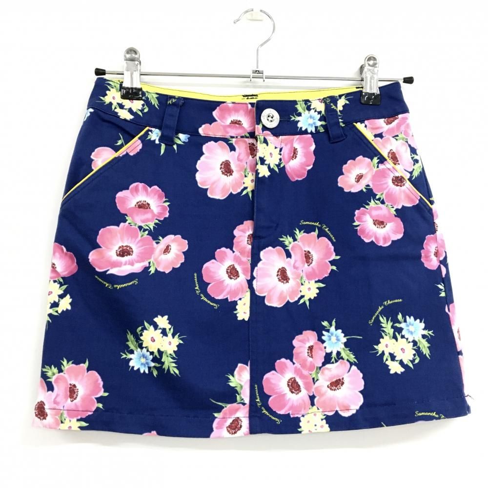美品】サマンサタバサUNDER25 スカート ネイビー×ピンク 花柄 