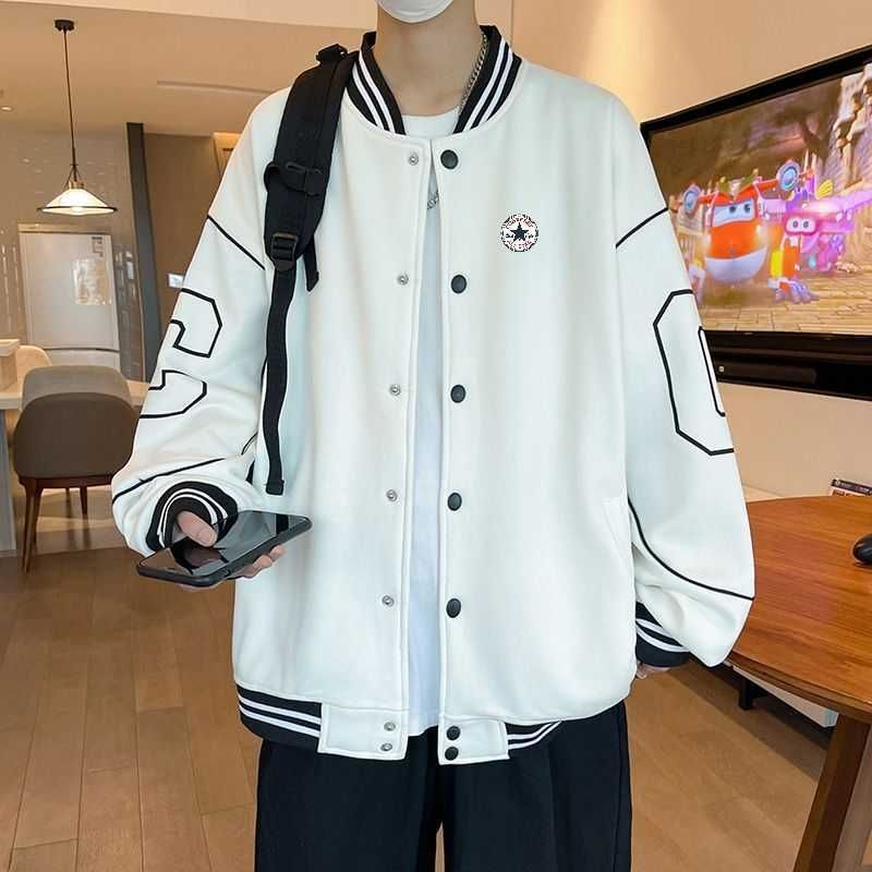 J.S.B. ベースボールジャケット ホワイト ONE Size コンバース風 ショートベースボールジャケット [本日特価|新品未