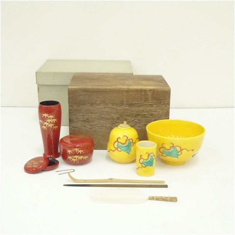 楽天市場】【茶道具/茶箱】 茶箱セット 木製 茶箱 溜塗 掛子付き 日本