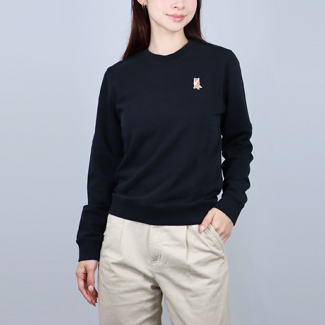 メゾンキツネ MAISON KITSUNE レディース スウェットトレーナー レディフォックス レギュラー スウェットシャツ PW00320KM0340 P199 BLACK