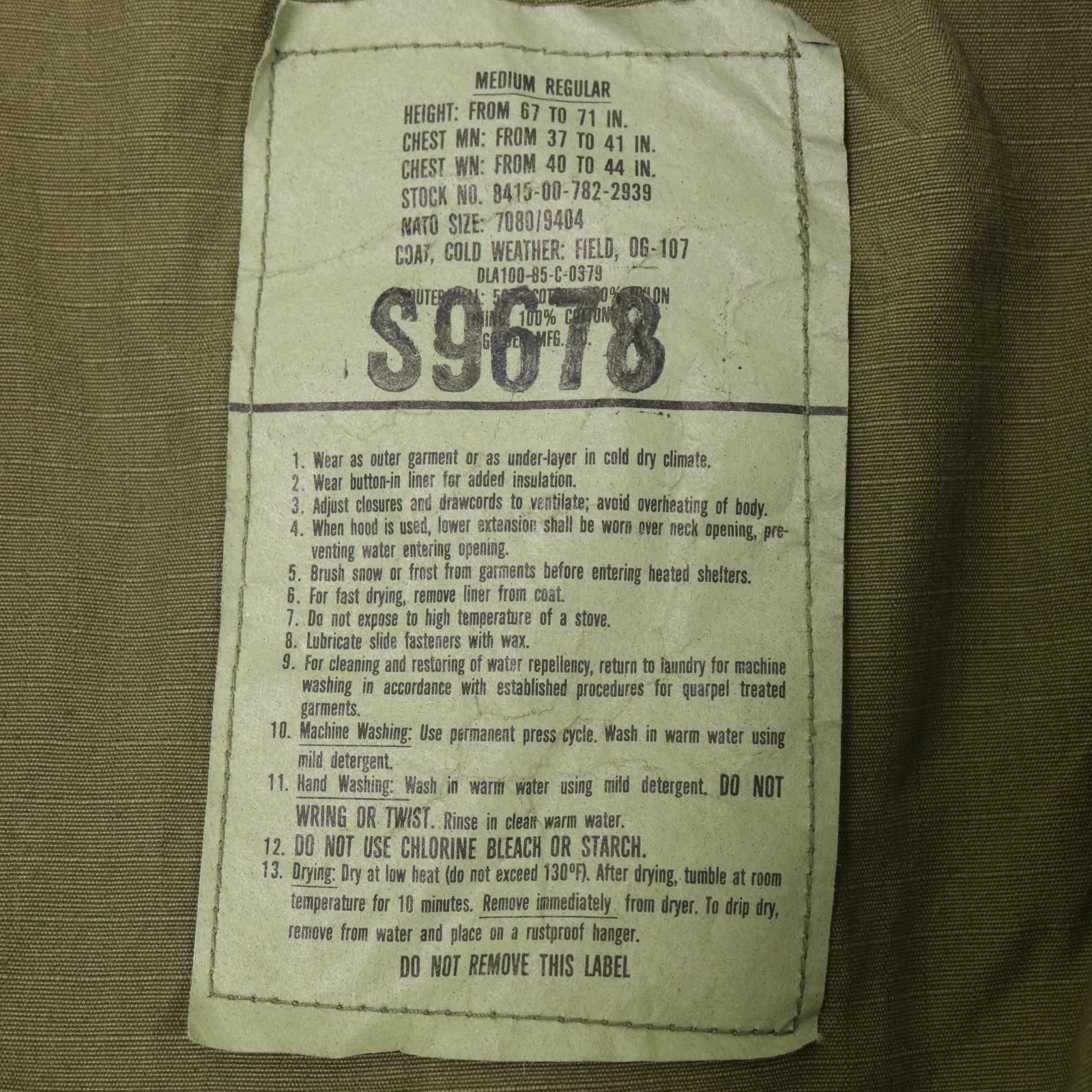 メンズ 80年代 米軍実物 U.S.ARMY M-65 フィールドジャケット 3rd