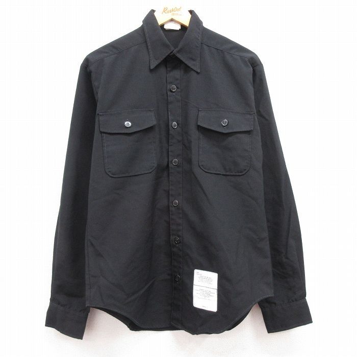 L/古着 長袖 ミリタリー シャツ メンズ 00s 黒 ブラック 24feb20 中古 トップス