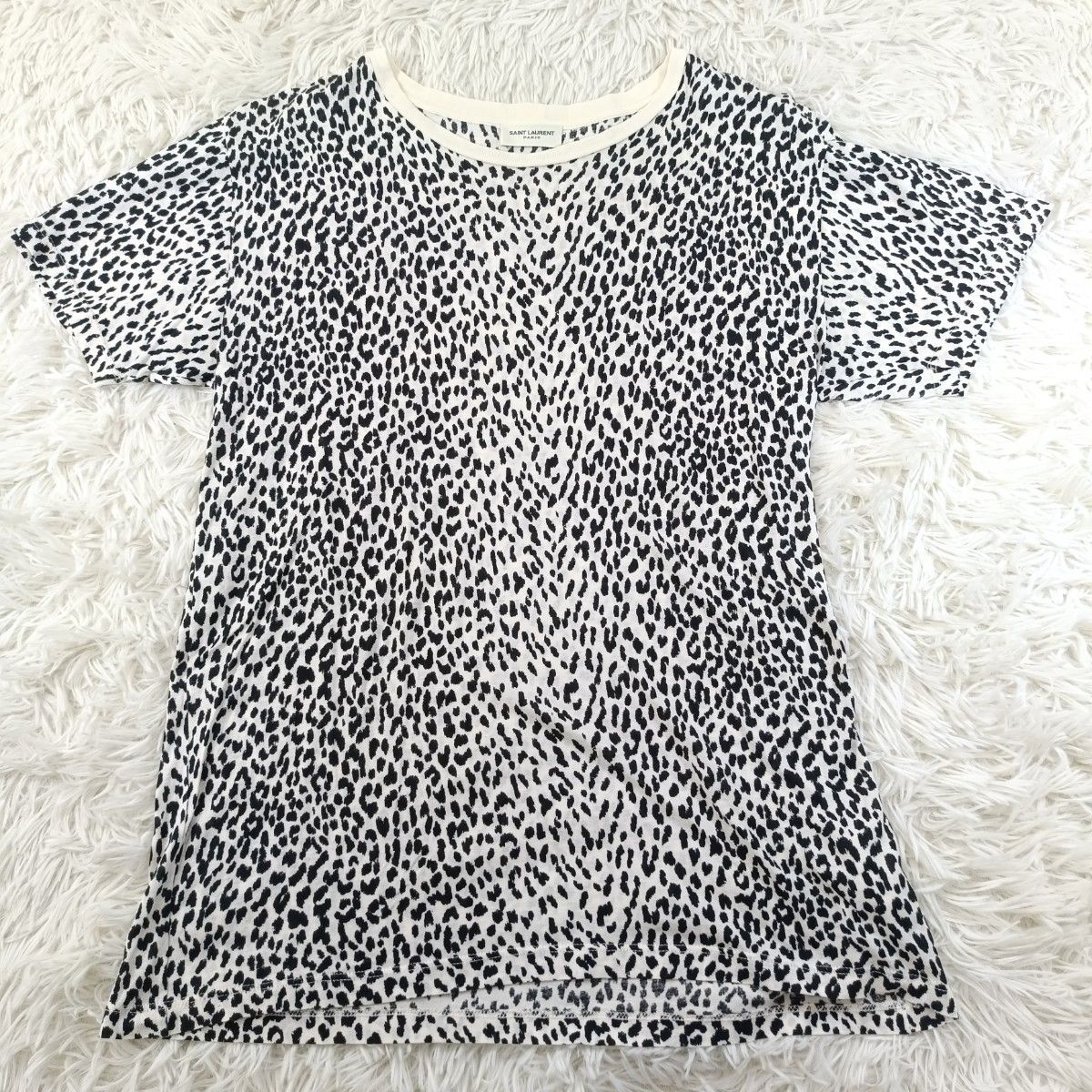 saint laurent paris レオパード Tシャツ エディ期 SAINT LAURENT PARIS エディ期 2014年製 ヒョウ柄 Tシャツ XS