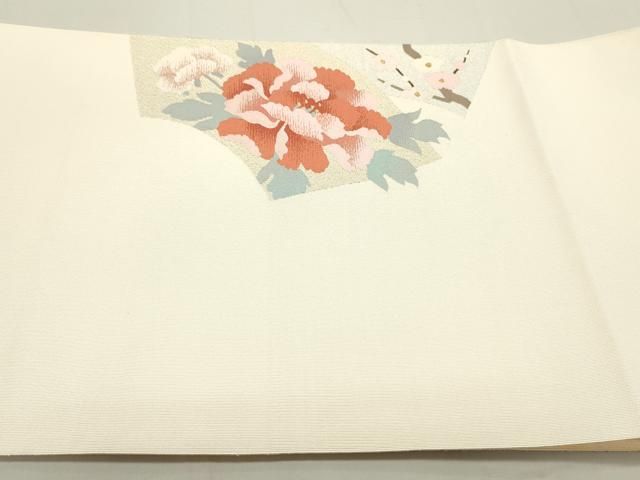 平和屋着物○爪掻き本綴れ 八寸名古屋帯 地紙重ね草花文 金銀糸 正絹  