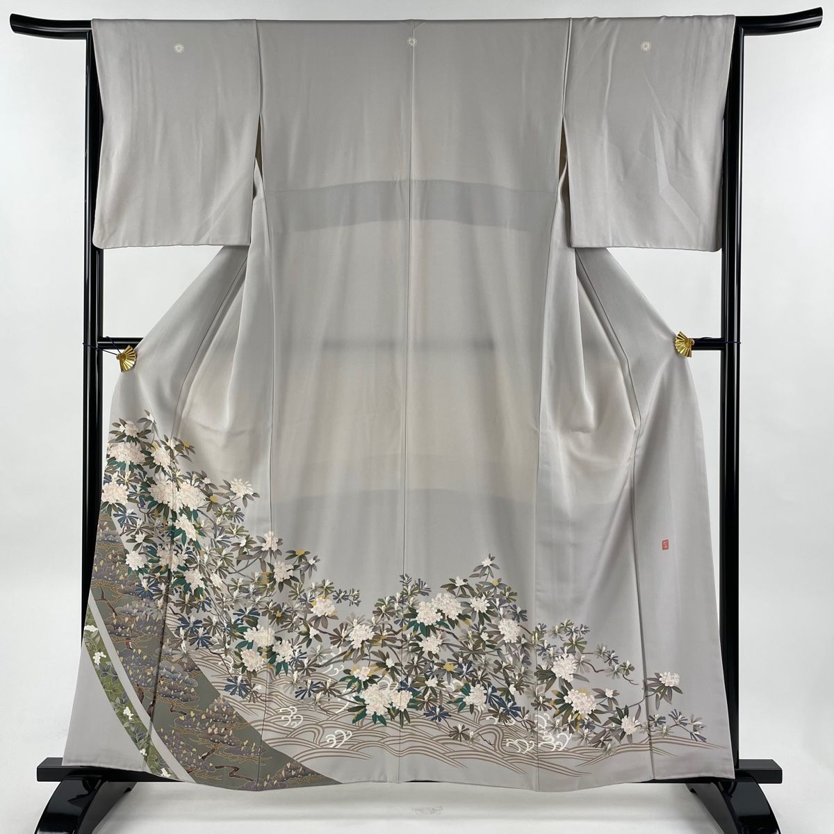 色留袖 色色 身丈174cm 裄丈69.5cm L 袷 堀省平 落款 松林 