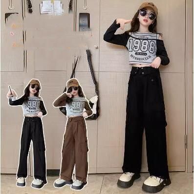 子供服 セットアップ 女の子 長袖 春秋 2点セット 子供 長パンツ ヒップホップ 韓国子供服 キッズ 可愛い 小学生 通学着 新品 140CM