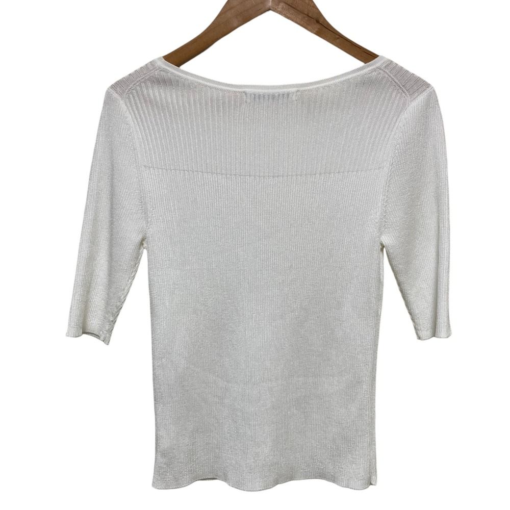 【特別価格！】 24SS ANAYI アナイ アセテートポリエステル半袖 プルオーバー カットソー 10241816290 サイズ36 ホワイト レディース 古着