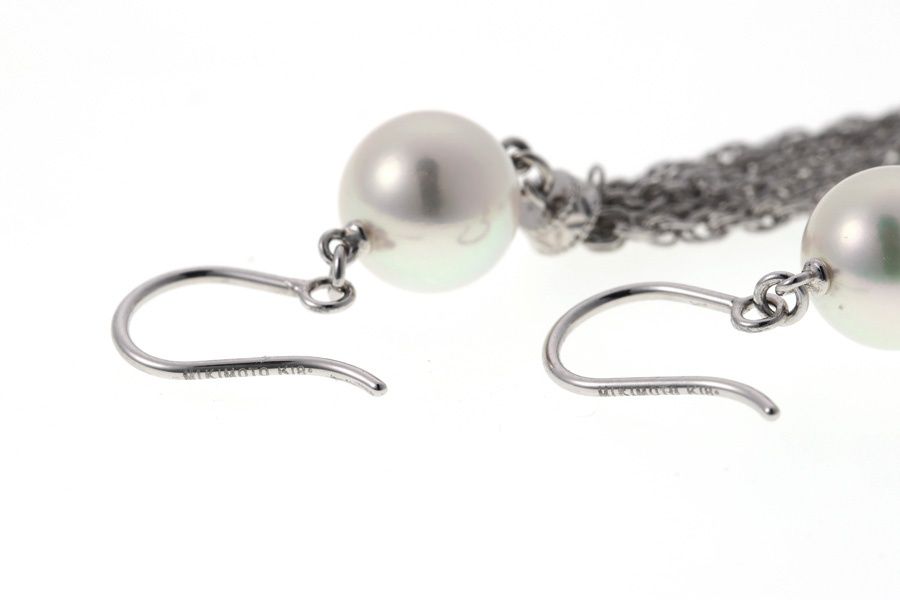 ミキモト / MIKIMOTO ピアス K18WG パール 7.8mm 【中古】 商品番号 A  