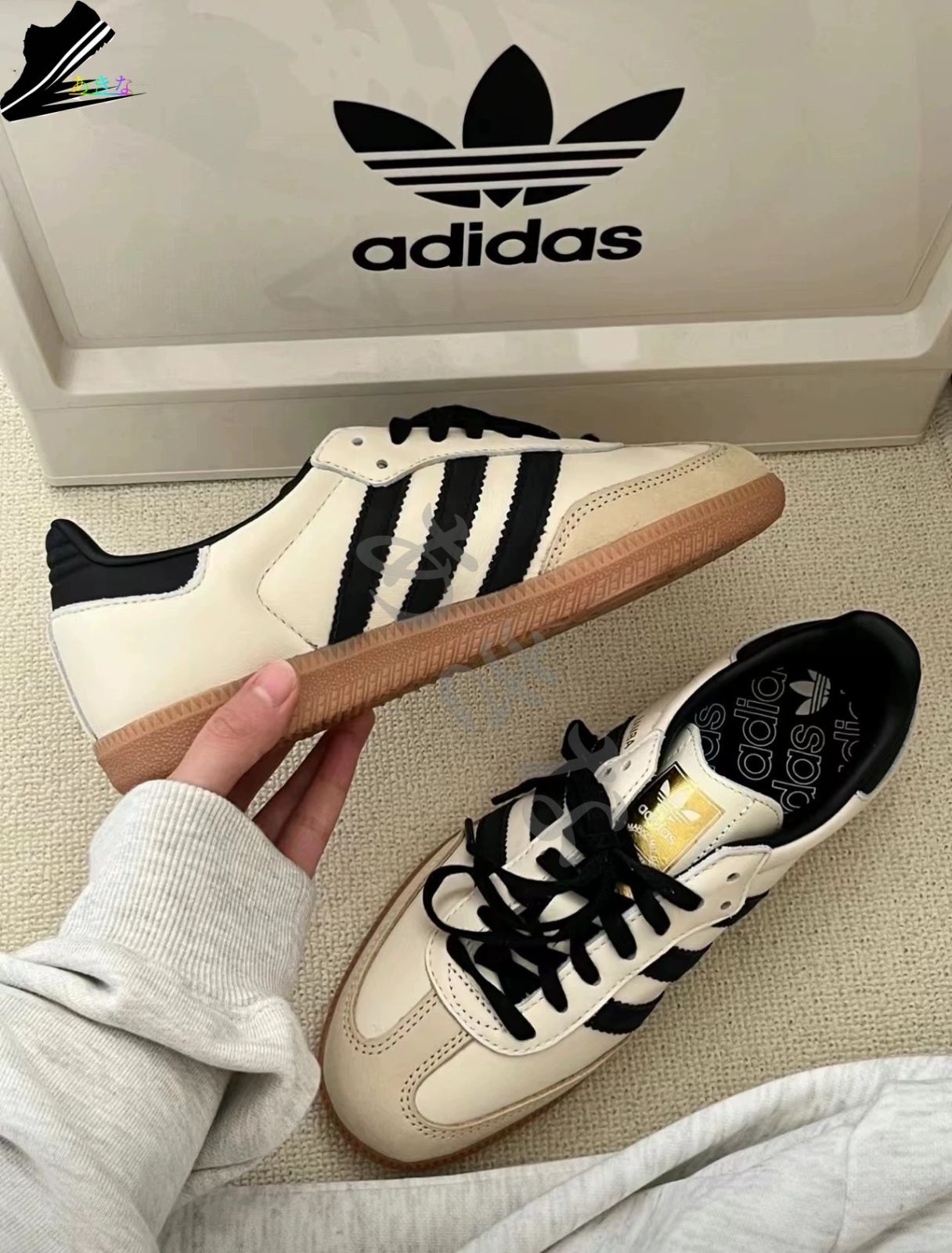 Adidas originals Samba  ベージュ/んサッカーかぜゆりのローカットのうんどうのいた板くつです