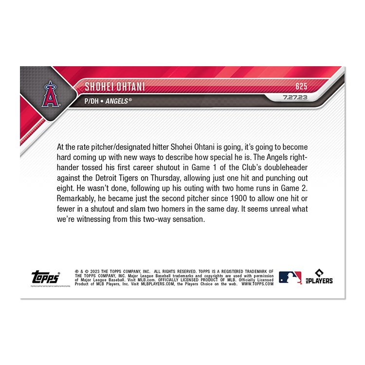 2023Toppsnow625大谷翔平ダブルヘッダーカード　10枚 2023Toppsnow625大谷翔平ダブルヘッダーカード10枚