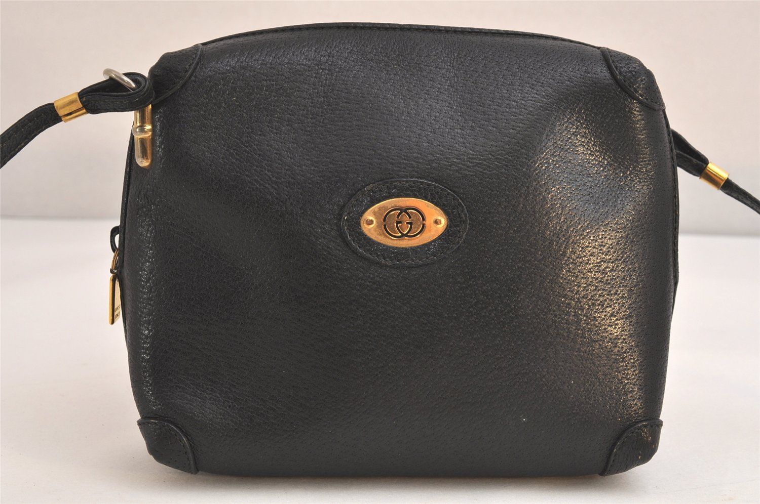 GUCCI グッチ ヴィンテージ ショルダークロスボディーバッグ 財布 レザー ブラック ジャンク 2929N