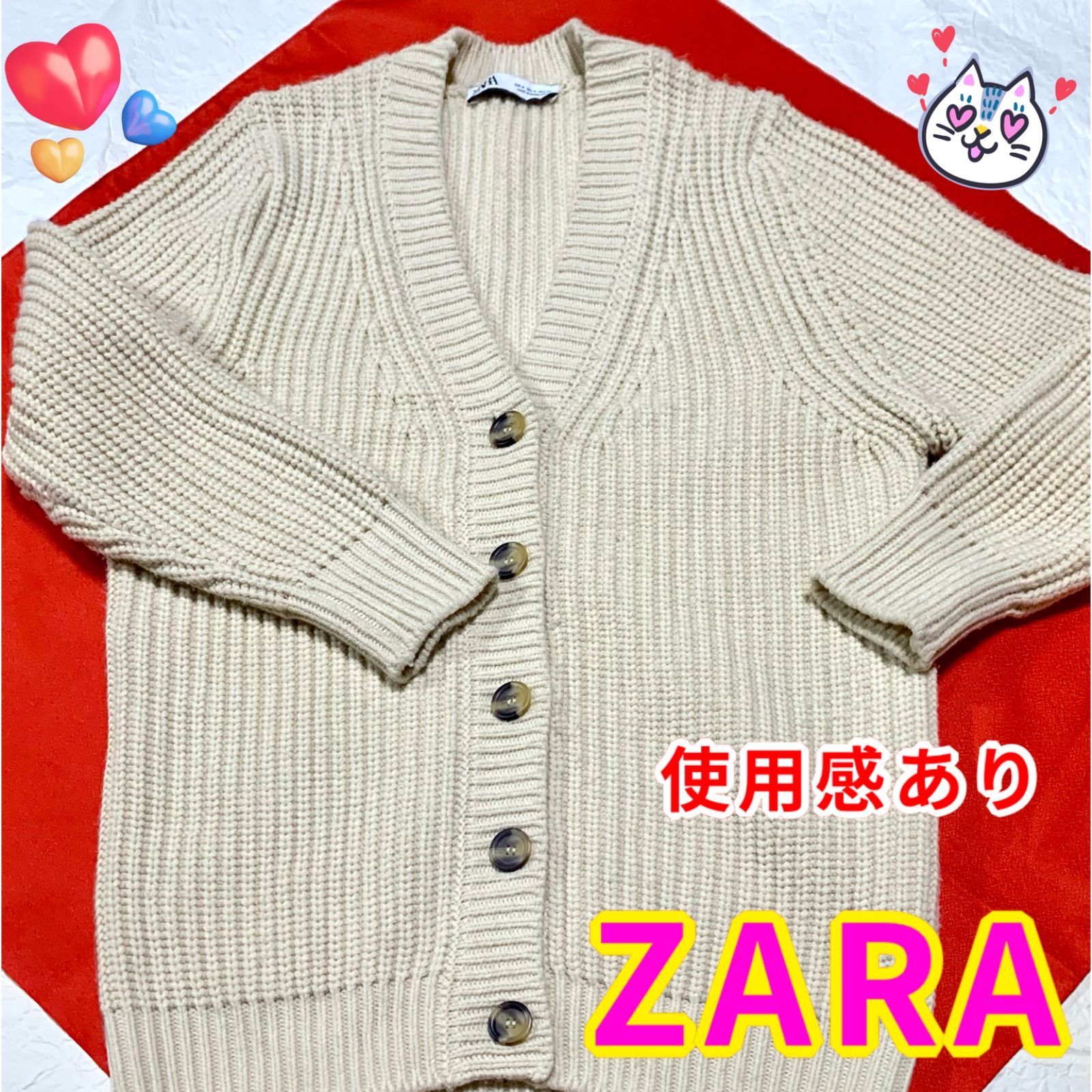 ZARA 手編み風カーディガン❤️M 使用感あり - メルカリ